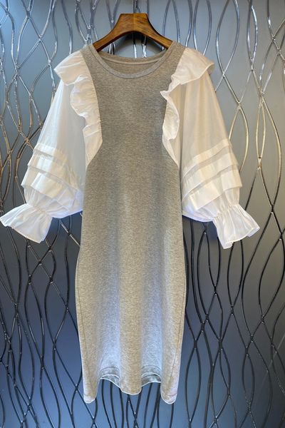 lantern sleeve ruffled stitching loose dress womens autumn european and american new midi dress 9j, Black;gray
lantern sleeve ruffled stitching loose dress womens autumn european and american new midi dress 9j, Black;gray