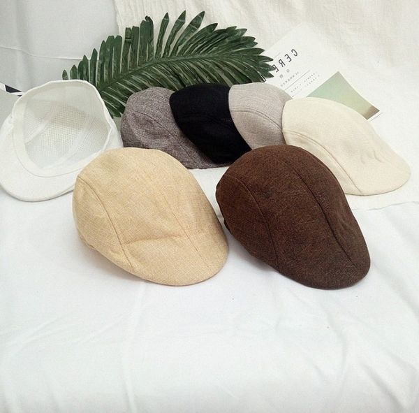 spring and summer thin beret men's british cotton hemp simple leisure hat, Blue;gray
spring and summer thin beret men's british cotton hemp simple leisure hat, Blue;gray