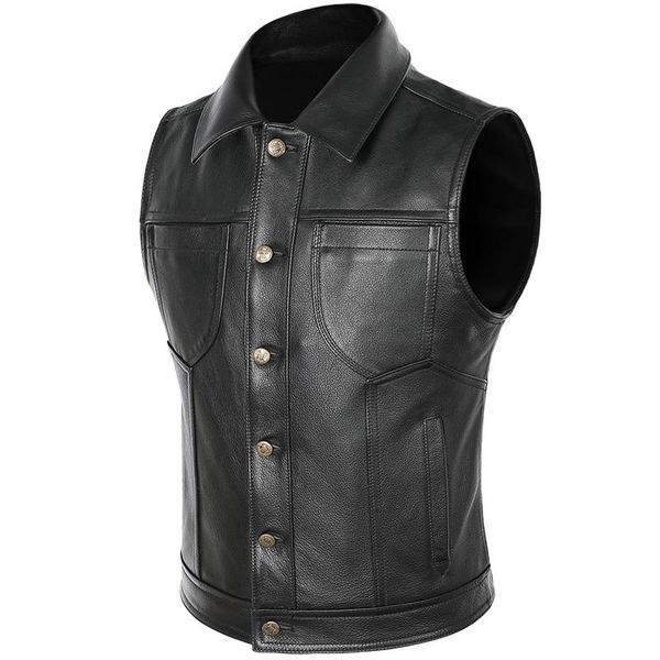 men's vests men cowhide leather biker motorcyle waistcoat genuine vest lapel single-breasted sleeveless jackets moto waist coat, Black;white
men's vests men cowhide leather biker motorcyle waistcoat genuine vest lapel single-breasted sleeveless jackets moto waist coat, Black;white
