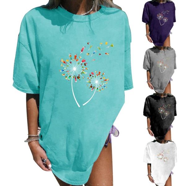 women's t-shirt dandelion print t-shirts loose oversized summer 2021 o-neck aesthetic short sleeve camisetas de mujer, White
women's t-shirt dandelion print t-shirts loose oversized summer 2021 o-neck aesthetic short sleeve camisetas de mujer, White