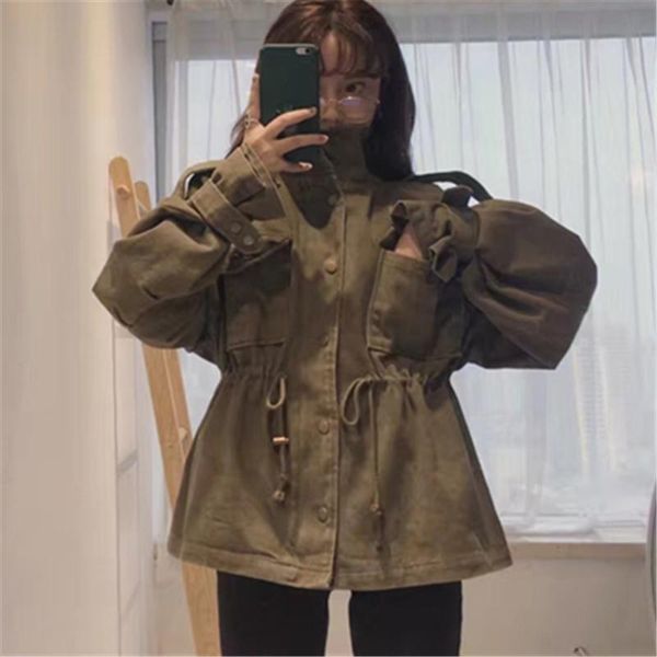 women's trench coats 2021 spring and autumn fashion retro tooling loose casual pocket waist long sleeve windbreaker jacket female h0086, Tan;black
women's trench coats 2021 spring and autumn fashion retro tooling loose casual pocket waist long sleeve windbreaker jacket female h0086, Tan;black