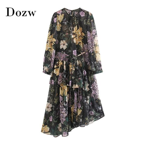 women floral print vintage chiffon dresses o neck ruffles asymmetrical long sleeve casual sashes boho midi sundress 210515, Black;gray
women floral print vintage chiffon dresses o neck ruffles asymmetrical long sleeve casual sashes boho midi sundress 210515, Black;gray
