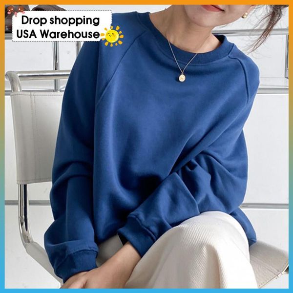 women's hoodies & sweatshirts solid color long-sleeved round neck 2021 autumn loose coat cropped hoodie, Black
women's hoodies & sweatshirts solid color long-sleeved round neck 2021 autumn loose coat cropped hoodie, Black