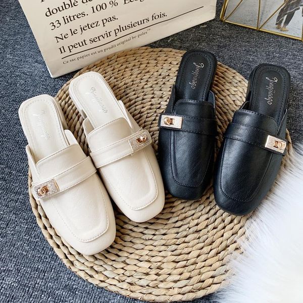 slippers 2021 spring women shoes woman ladies female retro square head crystal metal buckle mules flat sandals, Black
slippers 2021 spring women shoes woman ladies female retro square head crystal metal buckle mules flat sandals, Black