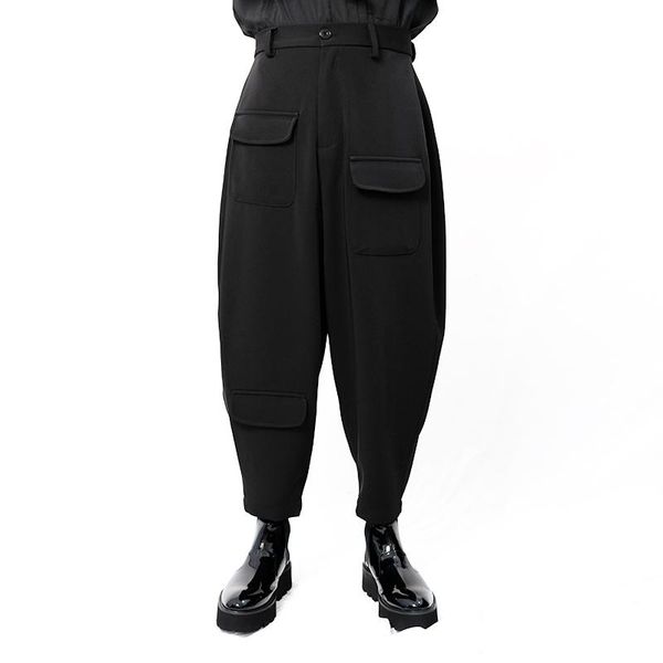 men's pants casual capris oval tapered harem low crotch high waist multi pocket, Black
men's pants casual capris oval tapered harem low crotch high waist multi pocket, Black