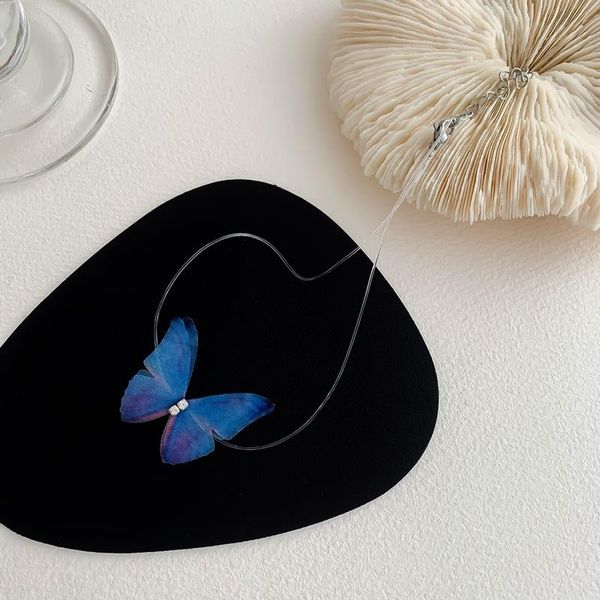 fairy blue gradient butterfly necklace for women femme double layered yarn simulation wing pendant necklaces jewellery, Silver
fairy blue gradient butterfly necklace for women femme double layered yarn simulation wing pendant necklaces jewellery, Silver