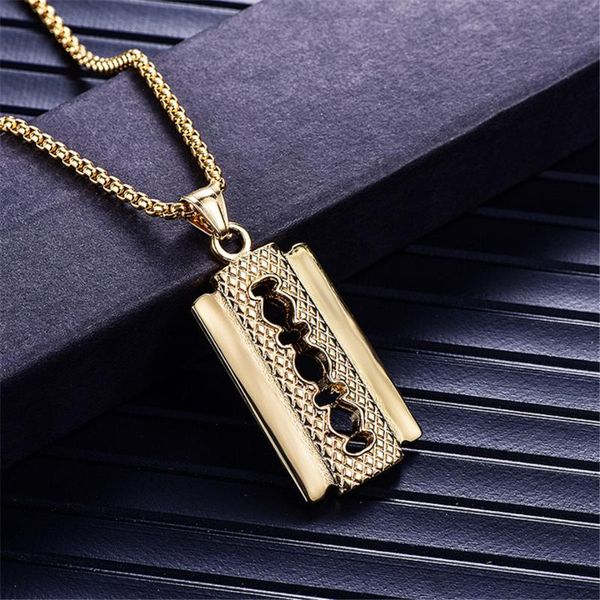 pendant necklaces punk razor blade pendants gold color stainless steel chain barber shop necklace for men jewelry, Silver
pendant necklaces punk razor blade pendants gold color stainless steel chain barber shop necklace for men jewelry, Silver