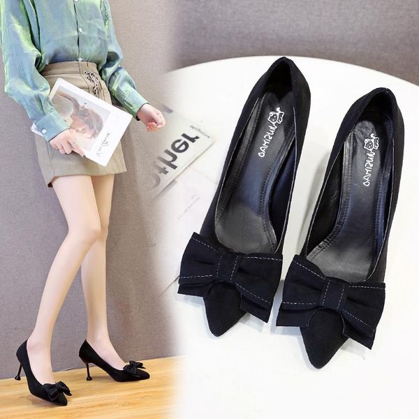 spring women boat shoes faux suede high heels dress pointed toe butterfly knot pumps thin heeled ladies office shoe 8882l, Black
spring women boat shoes faux suede high heels dress pointed toe butterfly knot pumps thin heeled ladies office shoe 8882l, Black