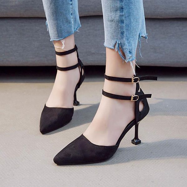 slippers summer fine heel high heels pointed sandals female sandalias temperament buckle outer wear fashionable casual women's shoes, Black
slippers summer fine heel high heels pointed sandals female sandalias temperament buckle outer wear fashionable casual women's shoes, Black