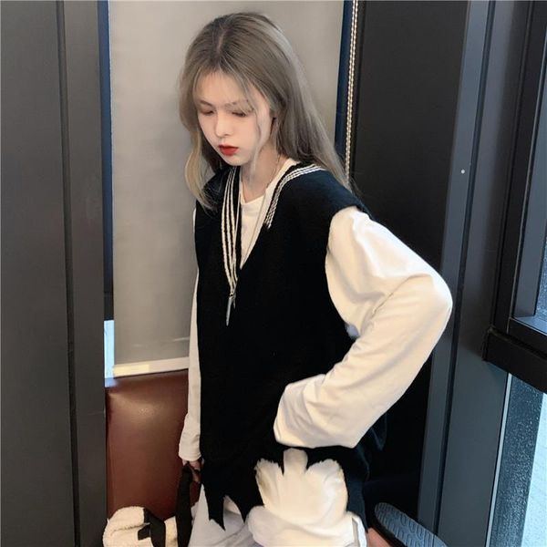 women's sweaters knitted vest women spring autumn korean fashion college-style students plus size sleeveless woman stripe v-neck knit w, White;black
women's sweaters knitted vest women spring autumn korean fashion college-style students plus size sleeveless woman stripe v-neck knit w, White;black