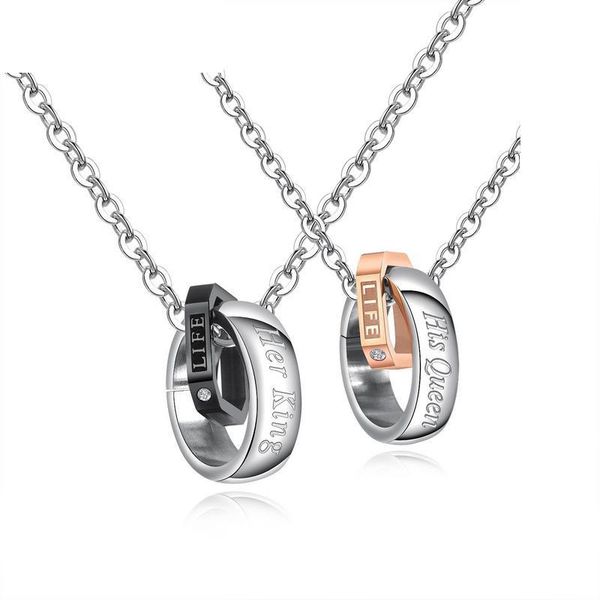 pendant necklaces her king his queen titanium steel couple necklace double, Silver
pendant necklaces her king his queen titanium steel couple necklace double, Silver