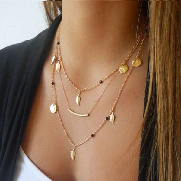 chains fashion women's neck chain multi-layer black beads feather leaves short tassel retro necklace clavicle jewelry wholesale, Silver
chains fashion women's neck chain multi-layer black beads feather leaves short tassel retro necklace clavicle jewelry wholesale, Silver