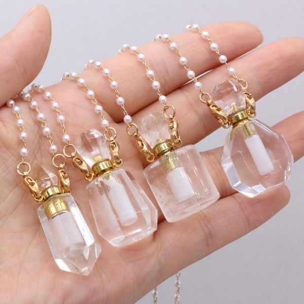 pendant necklaces natural stone perfume bottle necklace semi-precious clear quartz charms for elegant women love romantic jewelry gift, Silver
pendant necklaces natural stone perfume bottle necklace semi-precious clear quartz charms for elegant women love romantic jewelry gift, Silver