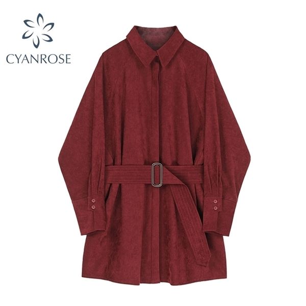 women shirt long blouse turn-down collar loose full sleeve office ladies work wear belt casual style for coat 210515, Black;brown
women shirt long blouse turn-down collar loose full sleeve office ladies work wear belt casual style for coat 210515, Black;brown
