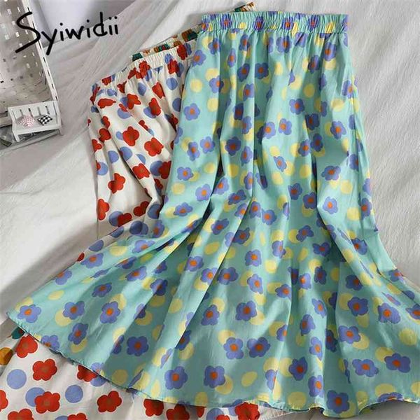 boho floral print skirt for women elastic waist casual spring summer korean fashion purple blue yellow midi skirts 210607, Black
boho floral print skirt for women elastic waist casual spring summer korean fashion purple blue yellow midi skirts 210607, Black