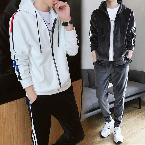 men's tracksuits gold velvet cardigan hoodie sweatshirt drawstring loose trousers 2021 autumn winter outdoor sportswear, Gray
men's tracksuits gold velvet cardigan hoodie sweatshirt drawstring loose trousers 2021 autumn winter outdoor sportswear, Gray