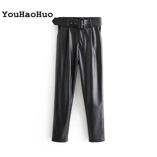women's pants & capris women chic black pu faux leather fashion high waist pockets ladies office trousers with belt casual pleated, Black;white
women's pants & capris women chic black pu faux leather fashion high waist pockets ladies office trousers with belt casual pleated, Black;white