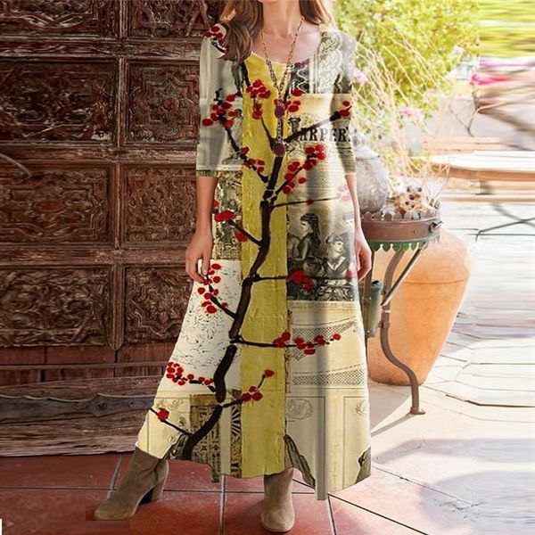 casual dresses vintage women floral print a-line party dress spring autumn o-neck three quarter sleeve maxi elegant ladies long vestidos, Black;gray
casual dresses vintage women floral print a-line party dress spring autumn o-neck three quarter sleeve maxi elegant ladies long vestidos, Black;gray