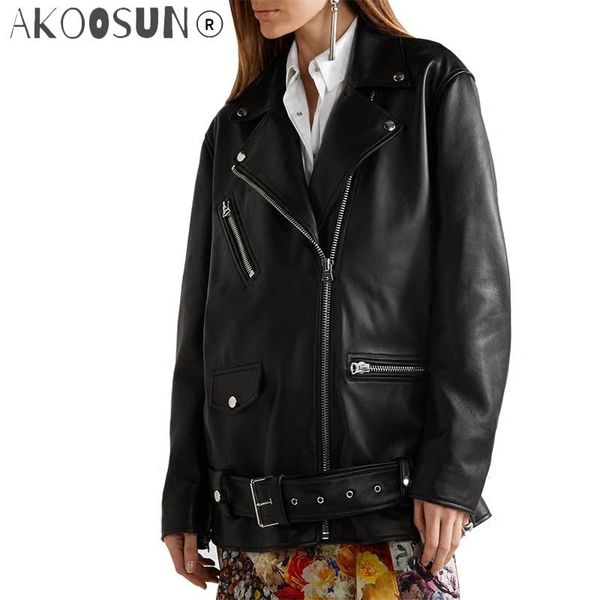 women's leather & faux genuine sheepskin biker jacket oversized lapel collar zipped pockets long sleeves hem belted woman high quality, Black
women's leather & faux genuine sheepskin biker jacket oversized lapel collar zipped pockets long sleeves hem belted woman high quality, Black