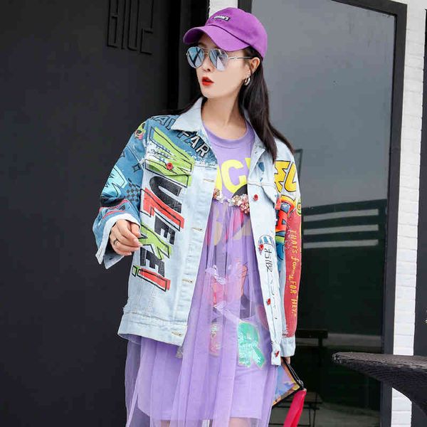 jackets european station thailand cartoon fashion alphabet graffiti printed denim jacket ladies loose versatile blouse, Black;brown
jackets european station thailand cartoon fashion alphabet graffiti printed denim jacket ladies loose versatile blouse, Black;brown