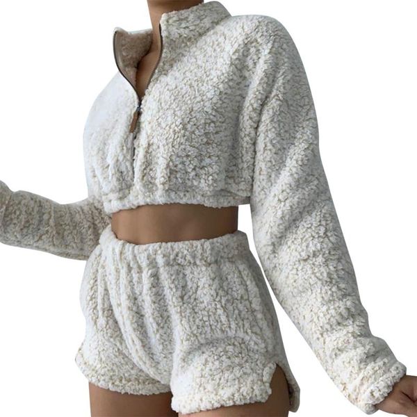 2pcs fluffy suits velvet plush hooded sleepwear shorts + zip up cropped women tracksuit casual sport set overalls women's tracksui, Gray
2pcs fluffy suits velvet plush hooded sleepwear shorts + zip up cropped women tracksuit casual sport set overalls women's tracksui, Gray