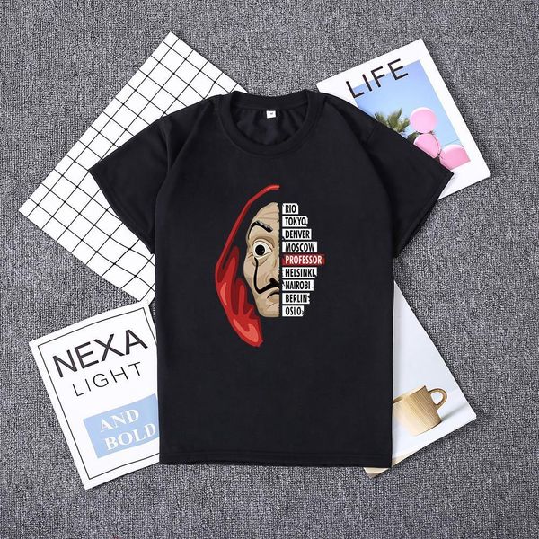 hillbilly la casa de men t shirts papel money heist the house of paper camiseta shirt dali mask short sleeve, White;black 
hillbilly la casa de men t shirts papel money heist the house of paper camiseta shirt dali mask short sleeve, White;black