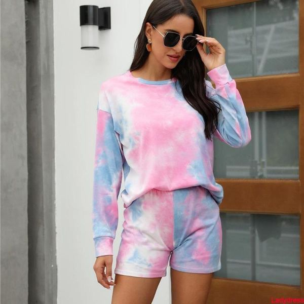 women's t-shirt 2021 women pajamas two piece set casual o neck long sleeve shorts tie-dye sleepwear suits autumn winter loose sportswe, White
women's t-shirt 2021 women pajamas two piece set casual o neck long sleeve shorts tie-dye sleepwear suits autumn winter loose sportswe, White