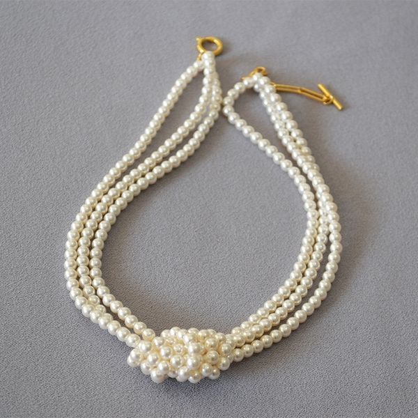 classic vintage glass imitation pearl 3 layered knot necklaces for women neck chain female jewelry wholesale gift, Silver
classic vintage glass imitation pearl 3 layered knot necklaces for women neck chain female jewelry wholesale gift, Silver