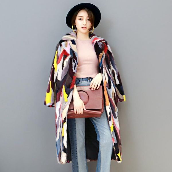 women's fur & faux fashion winter warm real colorful pieces of mink long jacket female luxury genuine coat, Black
women's fur & faux fashion winter warm real colorful pieces of mink long jacket female luxury genuine coat, Black