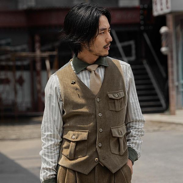 men's vests vintage vest autumn and winter retro american corduroy workwear casual slim suit men color block, Black;white
men's vests vintage vest autumn and winter retro american corduroy workwear casual slim suit men color block, Black;white