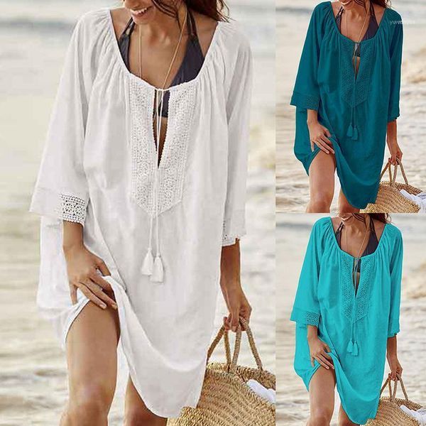 women loose beach wear summer swimsuit cover up swimwear bathing suits tunic dress solid shirts 2021 vestidos1, White;black
women loose beach wear summer swimsuit cover up swimwear bathing suits tunic dress solid shirts 2021 vestidos1, White;black