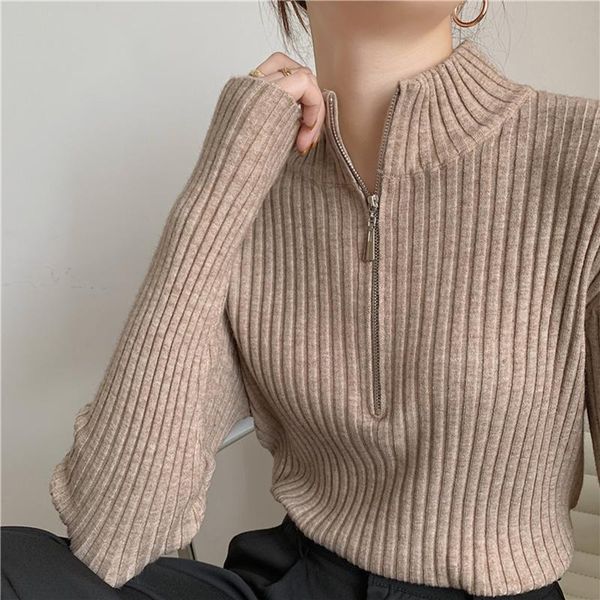 women's sweaters 2021 basic zipper turtleneck women autumn winter slim pullover knitted sweater jumper soft warm pull, White;black
women's sweaters 2021 basic zipper turtleneck women autumn winter slim pullover knitted sweater jumper soft warm pull, White;black