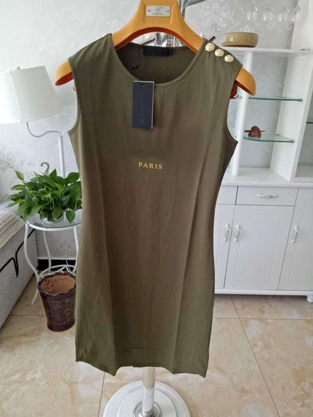 women casual dresses classic letter pattern print gold button women's active style summer sleeveless dress, Black;gray
women casual dresses classic letter pattern print gold button women's active style summer sleeveless dress, Black;gray