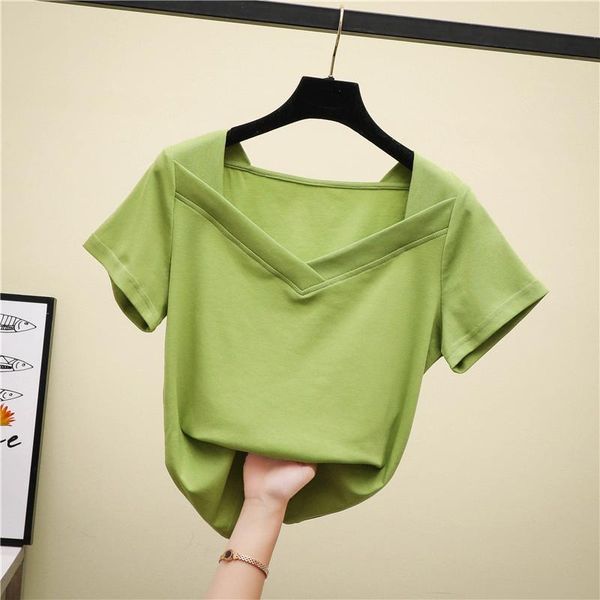women's t-shirt avocado green short-sleeved summer wear 2021 korean style slim fit all-matching short half sleeve top, White
women's t-shirt avocado green short-sleeved summer wear 2021 korean style slim fit all-matching short half sleeve top, White
