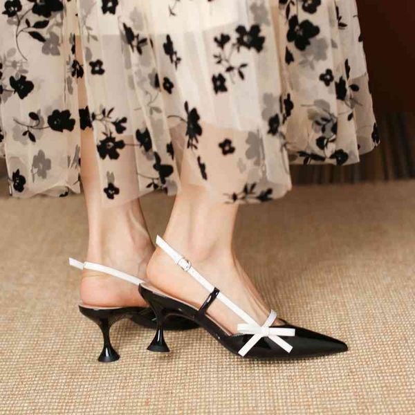 summer pointed sandals with bowknot women patent leather stiletto heels trend, Black
summer pointed sandals with bowknot women patent leather stiletto heels trend, Black