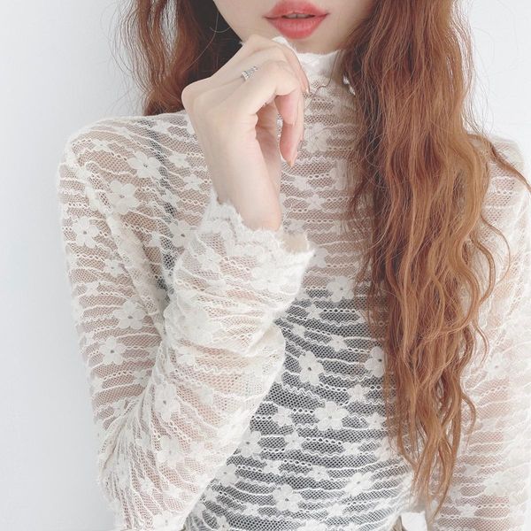 the new ladies pile collar pullover hollow mesh lace shirt see-through long-sleeved bottoming shirt autumn clothing trend 210412, White
the new ladies pile collar pullover hollow mesh lace shirt see-through long-sleeved bottoming shirt autumn clothing trend 210412, White