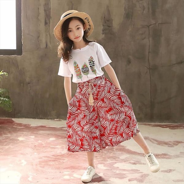 summer girl dress print short sleeve t shirt wide leg casual long pants bohemian style children sets, White
summer girl dress print short sleeve t shirt wide leg casual long pants bohemian style children sets, White