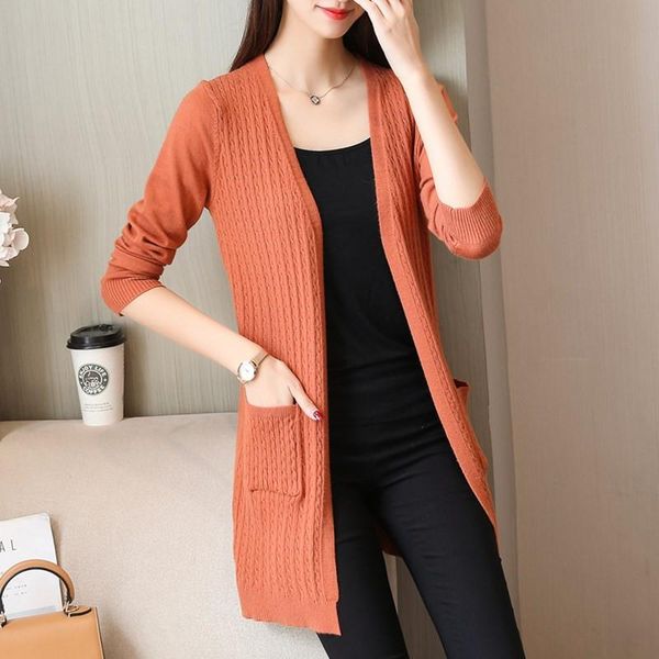 women's sweaters 2021 autumn and winter style of wear korean medium long cardigan, White;black
women's sweaters 2021 autumn and winter style of wear korean medium long cardigan, White;black