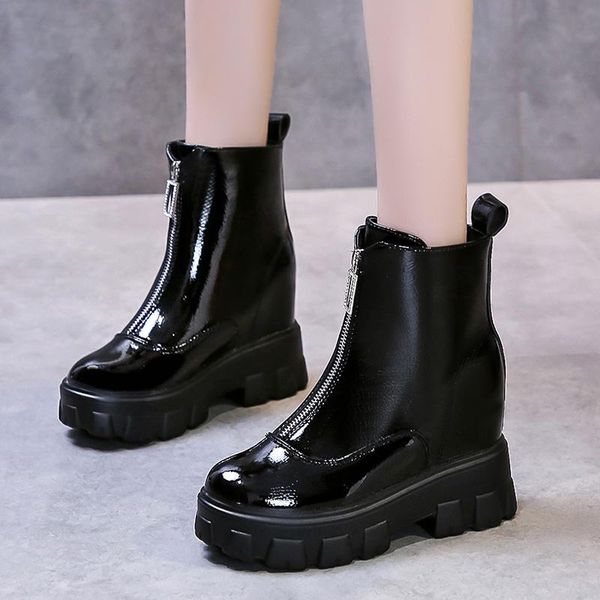 boots rimocy patent leather front zipper women's ankle fashion chunky platform woman height increasing autumn winter shoes, Black
boots rimocy patent leather front zipper women's ankle fashion chunky platform woman height increasing autumn winter shoes, Black