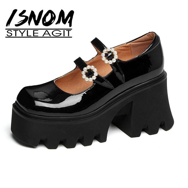 dress shoes isnom patent leather thick bottom mary jane chunky heel buckle square toe heightened vintage single women, Black
dress shoes isnom patent leather thick bottom mary jane chunky heel buckle square toe heightened vintage single women, Black