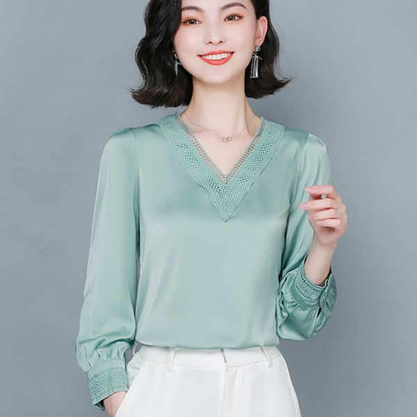 korean heavyweight silk women blouses shirt woman satin blouse long sleeve embroidery v-neck 210427, White
korean heavyweight silk women blouses shirt woman satin blouse long sleeve embroidery v-neck 210427, White