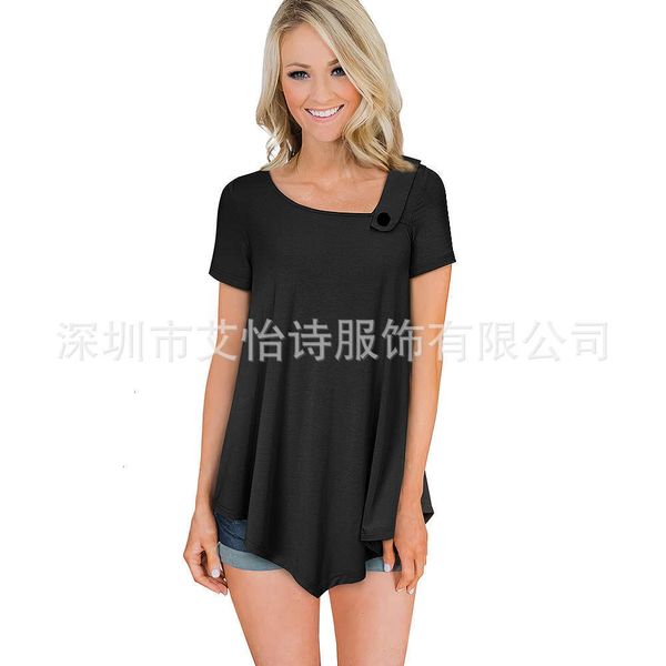 women's t-shirt t shirt spring and summer fashion simple leisure women s solid color short sleeve oblique collar splicing hn84, White
women's t-shirt t shirt spring and summer fashion simple leisure women s solid color short sleeve oblique collar splicing hn84, White