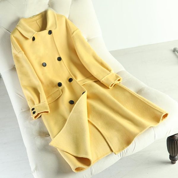 women's wool & blends double-sided cashmere overcoat in winter of 2021, Black
women's wool & blends double-sided cashmere overcoat in winter of 2021, Black