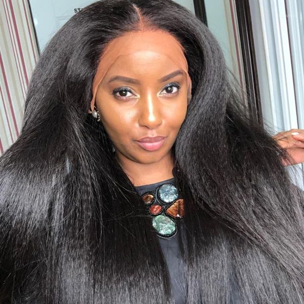 kinky straight lace front wig brazilian 4x1 part 180% density pre plucked remy italian yaki human hair wigs1, Black;brown
kinky straight lace front wig brazilian 4x1 part 180% density pre plucked remy italian yaki human hair wigs1, Black;brown