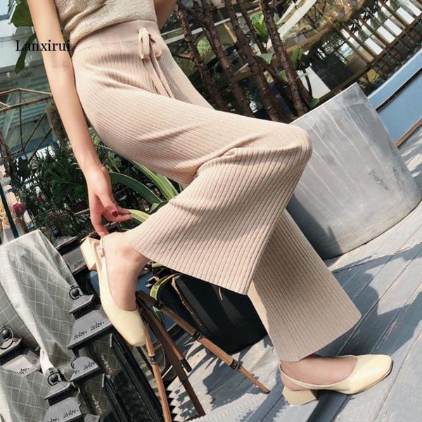 women's pants & capris korean women trousers autumn knit elastic waist wide leg thick warm fashion winter casual outerwear, Black;white
women's pants & capris korean women trousers autumn knit elastic waist wide leg thick warm fashion winter casual outerwear, Black;white