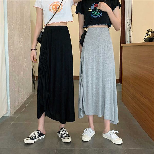 summer simple solid all-match design drawstring pleated retro midi-length office lady elegant irregular skirts 210527, Black
summer simple solid all-match design drawstring pleated retro midi-length office lady elegant irregular skirts 210527, Black