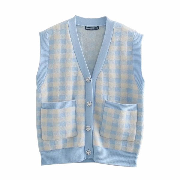 women spring autumn fashion sweet blue lattice sweater female girl feeling v-neck vest cardigan chic 210531, White
women spring autumn fashion sweet blue lattice sweater female girl feeling v-neck vest cardigan chic 210531, White