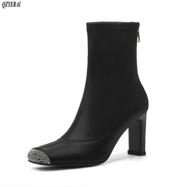 boots 2021 autumn and winter women's silk stockings elastic ankle high heel the quality, Black 
boots 2021 autumn and winter women's silk stockings elastic ankle high heel the quality, Black