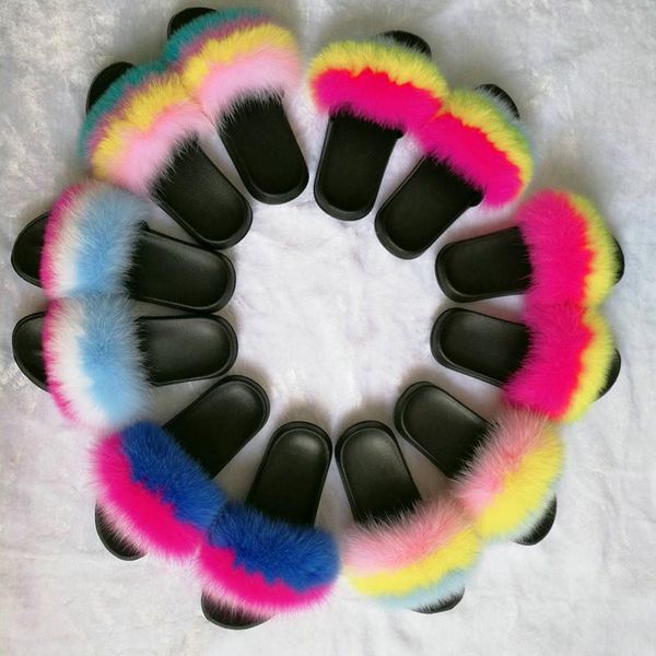 slippers rainbow women fur 100% real sliders ladies indoor fluffy lovely plush fashion party furry flat sandals, Black
slippers rainbow women fur 100% real sliders ladies indoor fluffy lovely plush fashion party furry flat sandals, Black