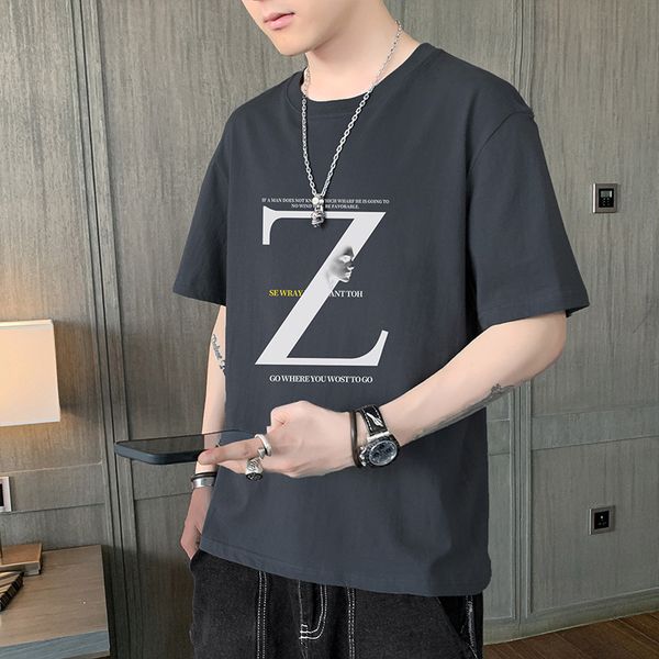 short sleeve t shirt men's 2021 summer fashion brand half loose cotton wear, White;black
short sleeve t shirt men's 2021 summer fashion brand half loose cotton wear, White;black